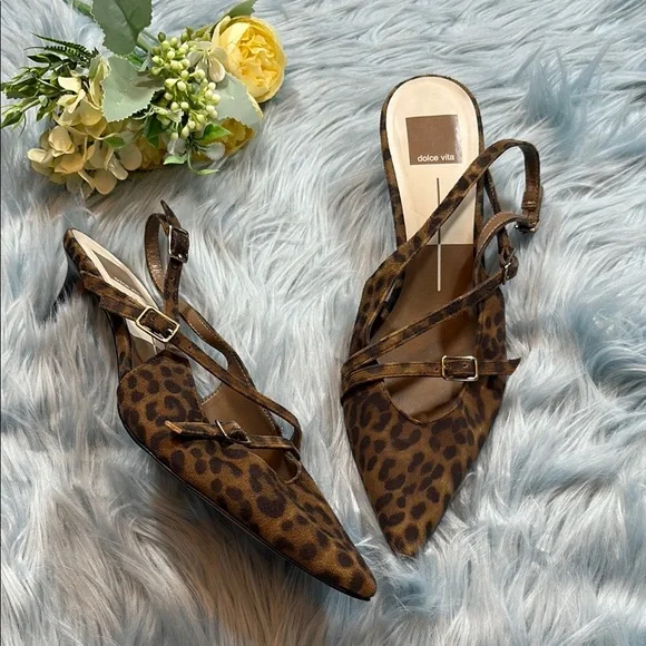 Dolce Vita Pamla Mid Heels Leopard Suede Sz